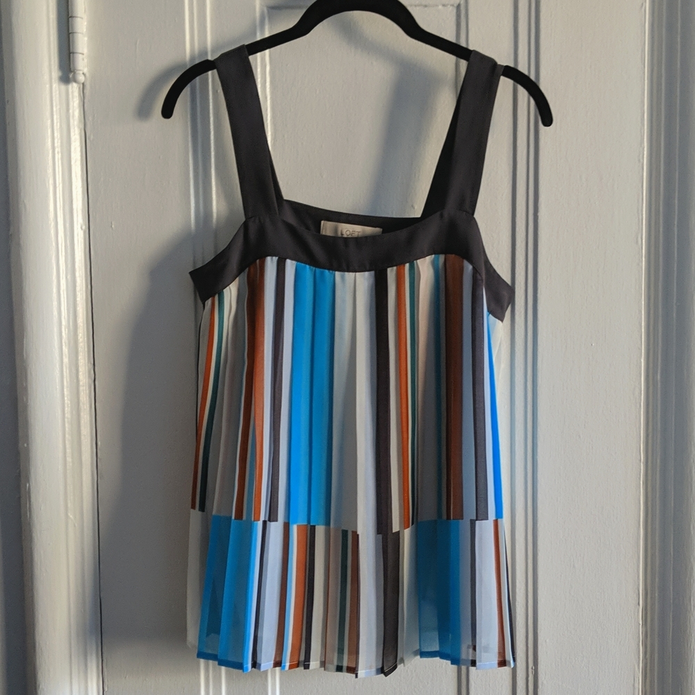 Ann Taylor Loft Multicolored Wide Strap Striped Top. Size XS